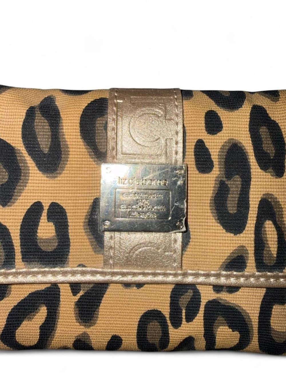 Liz Claiborne Leopard Tri Fold Print Wallet